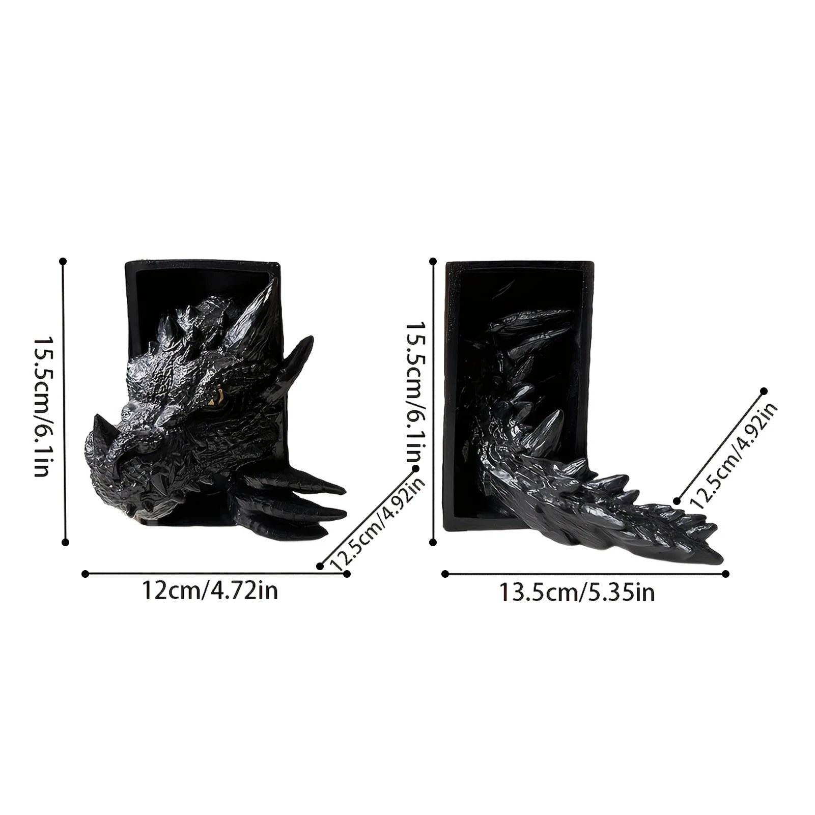 Dragon Head & Tail Bookend Set — Vintage Resin Pair