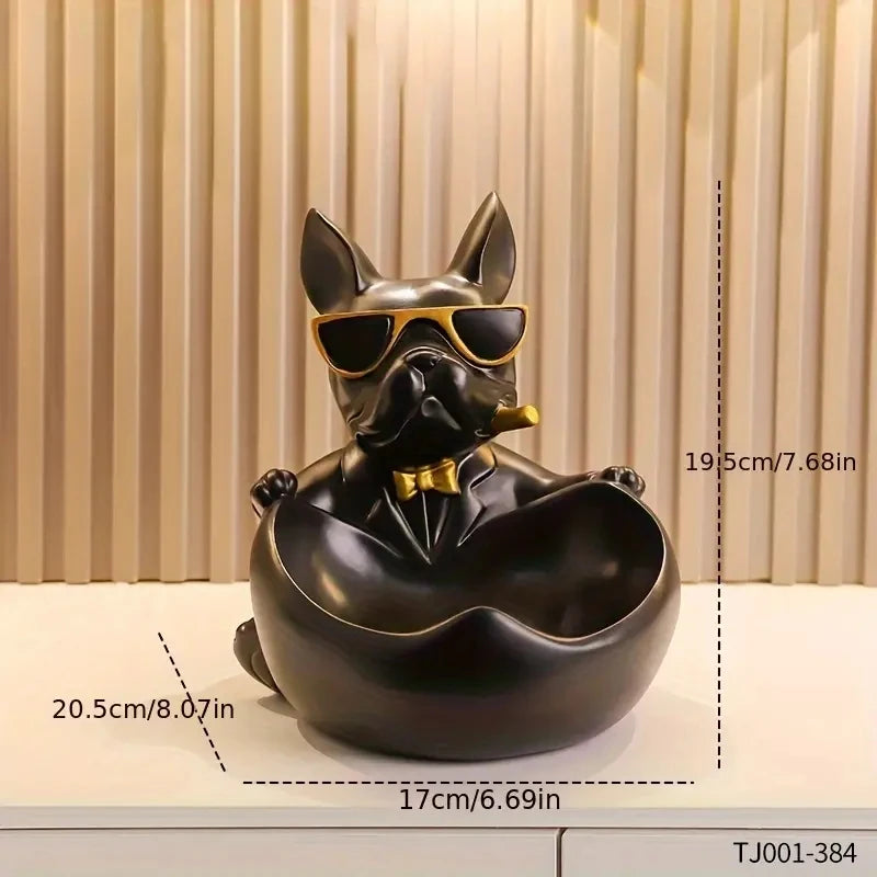 The Boss Bulldog — Cool Dog Statue with Storage Bowl