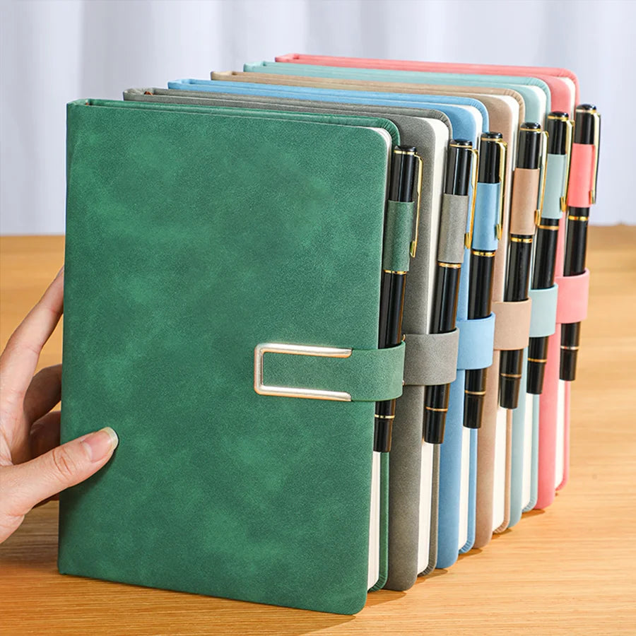 Vintage A5 Leather Notebook — With U-Buckle Closure