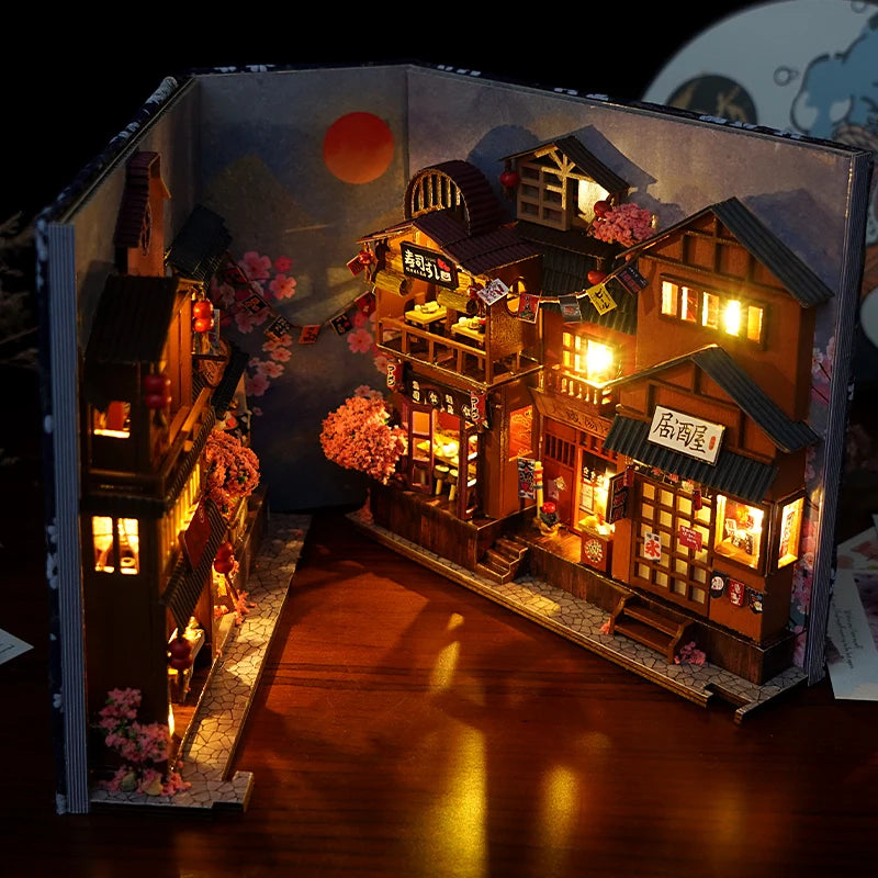 DIY Book Nook Kit — Retro Miniature Bookshelf Scene
