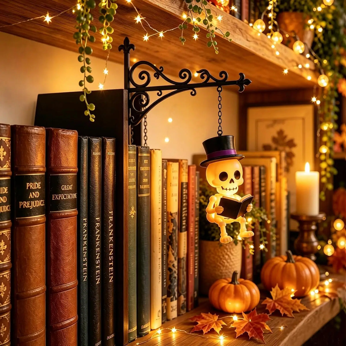 Magic Halloween Library Lantern — Warm LED Bookshelf & Reading Nook Light