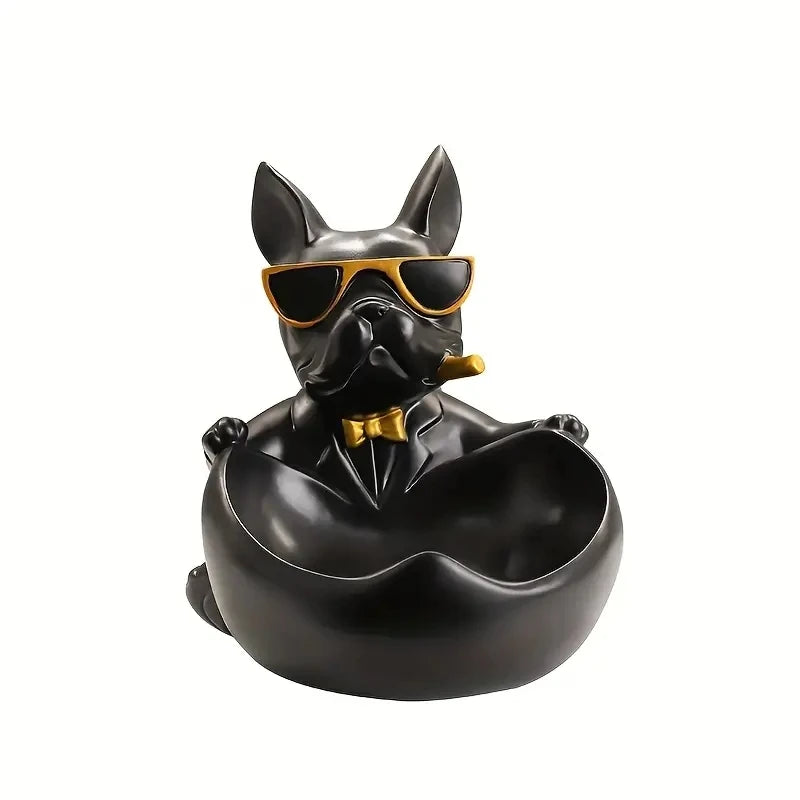 The Boss Bulldog — Cool Dog Statue with Storage Bowl
