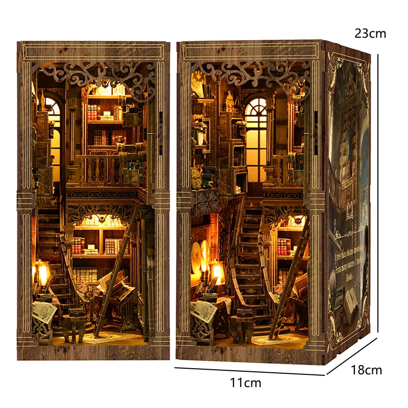 DIY Book Nook Kit — 3D Wooden Miniature Puzzle Bookend Scene (Various Designs)