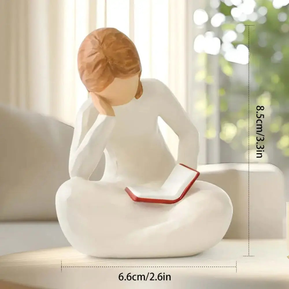 Resin Woman Reading Statue — Elegant Literary Figurine