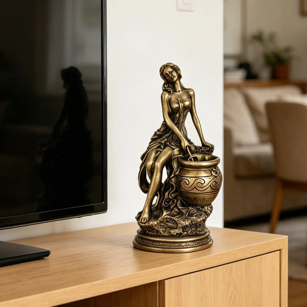 Ancient Goddess Statue — Antique Bronze Effect Classical Mythology Sculpture