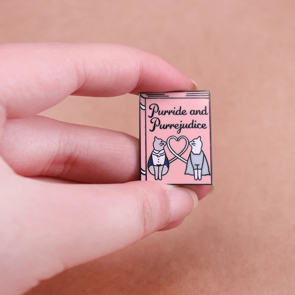 “Purride & Purrejudice” Enamel Pin — Austen-Inspired Cat Couple