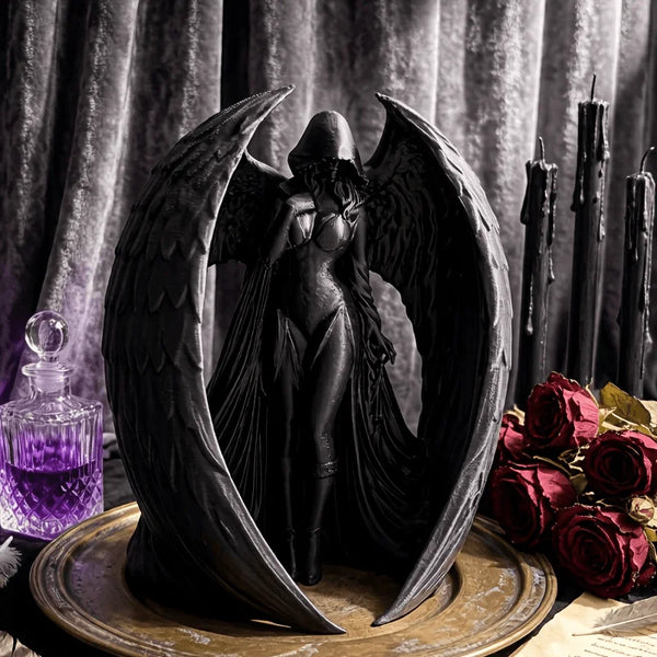 Dark Angel Winged Lady Statue — Gothic Fantasy Sculpture