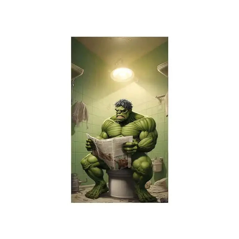 Superhero Bathroom Reading Poster — Humorous Canvas Wall Art