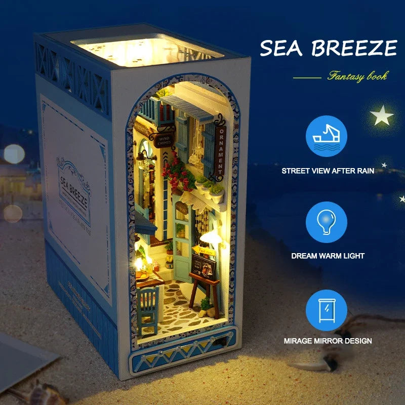 Sea Breeze Casa Wooden DIY Book Nook — Coastal Miniature Escape