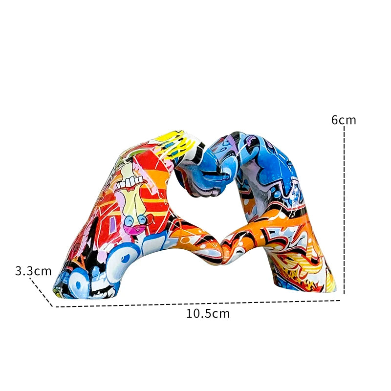 Graffiti Heart Hands Sculpture — Colourful Pop Art Love Ornament