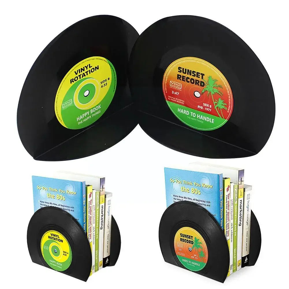 Retro Vinyl Record Bookends