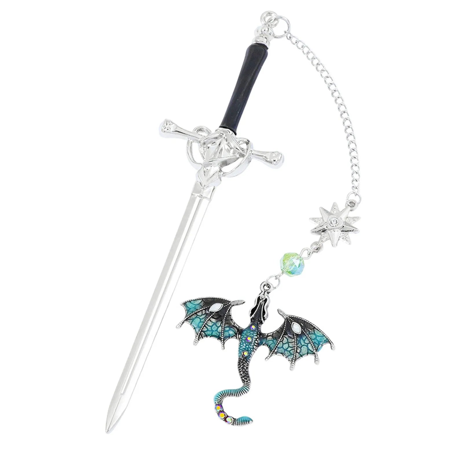 Dragon Sword Metal Bookmark — Exquisite Gemstone Accents