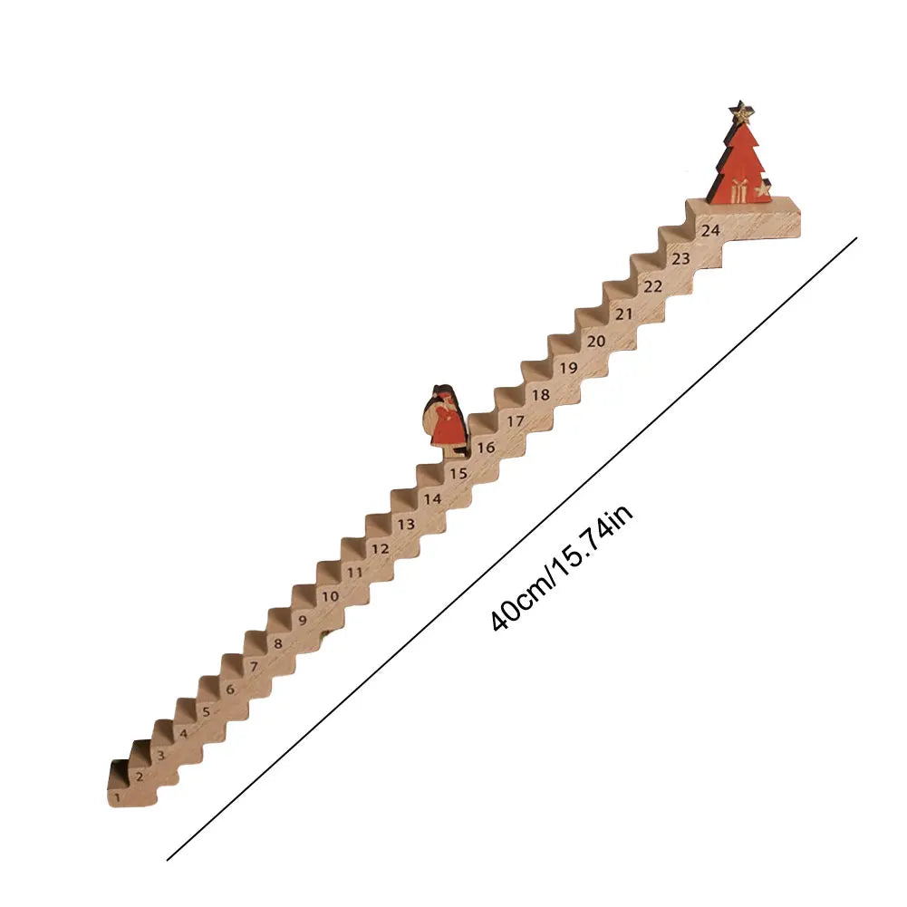 Wooden Santa Climbing Stairs Advent Calendar, Christmas Countdown Decoration | Festive Tabletop Ornament & Holiday Gift