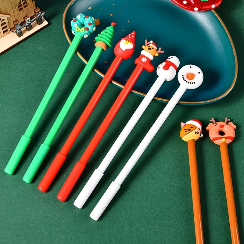 12-Piece Christmas Cartoon Pen Set — Festive Pens for Students, Writers & Holiday Gifting | Cute Stationery Collection