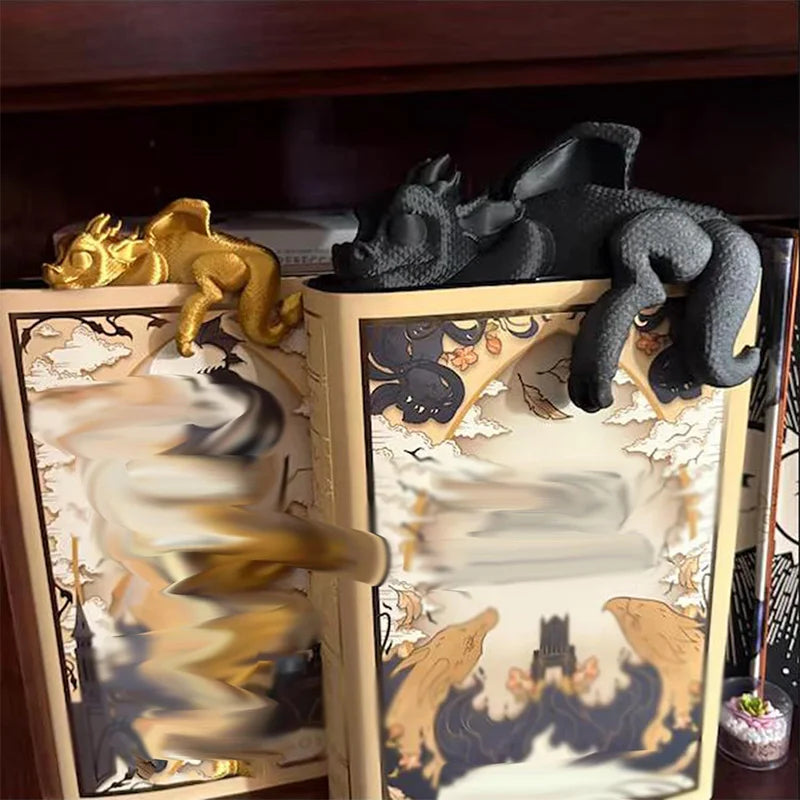 Sleeping Dragon Bookshelf Sitter — Edge-Perching Shelf Decoration