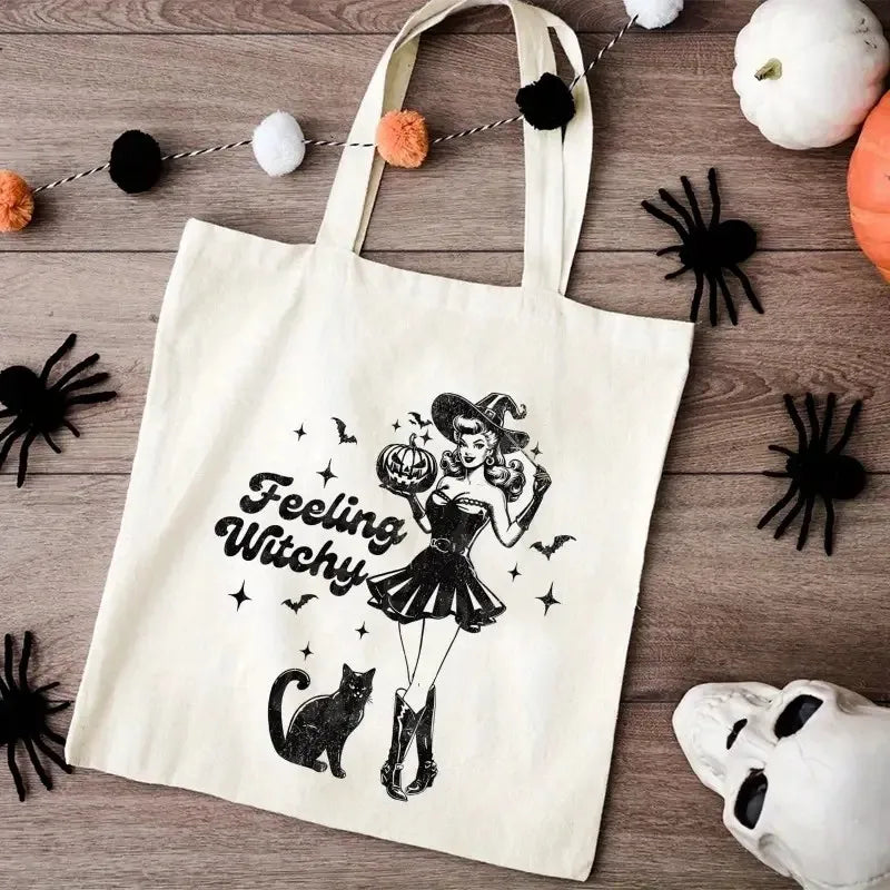 “Salem Witch Book Club” Tote Bag — Retro Gothic Book Lover Shoulder Bag for Shopping & Everyday Use