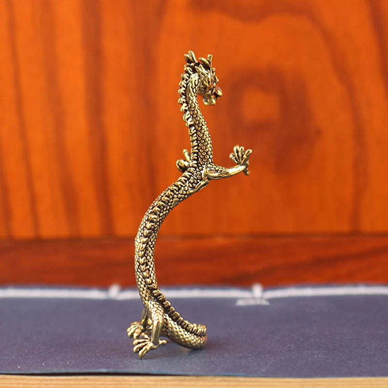 Golden Loong — Traditional Chinese Brass Dragon Figurine