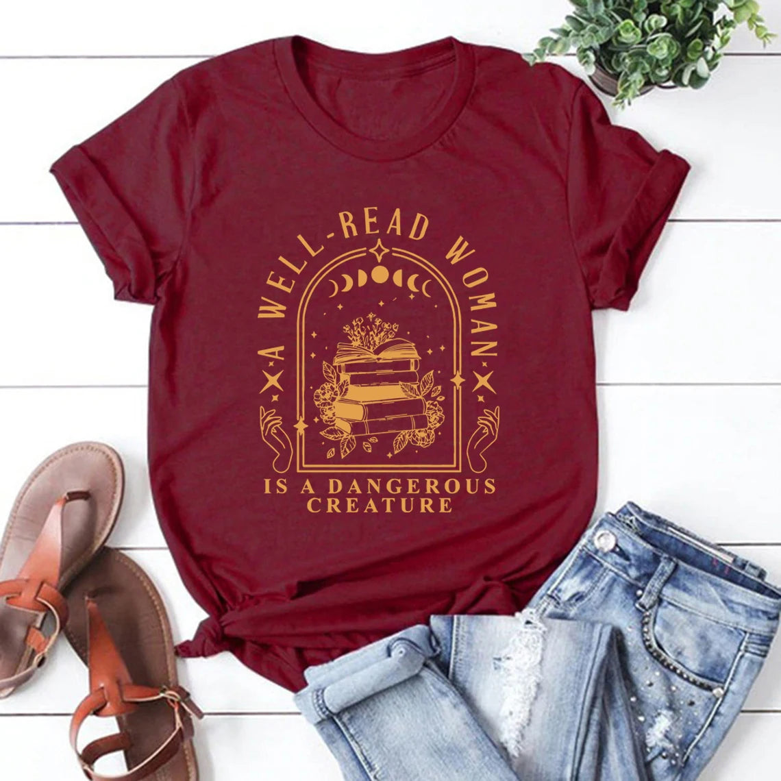 A Well-Read Woman Is a Dangerous Creature — Book Lover Graphic T-Shirt