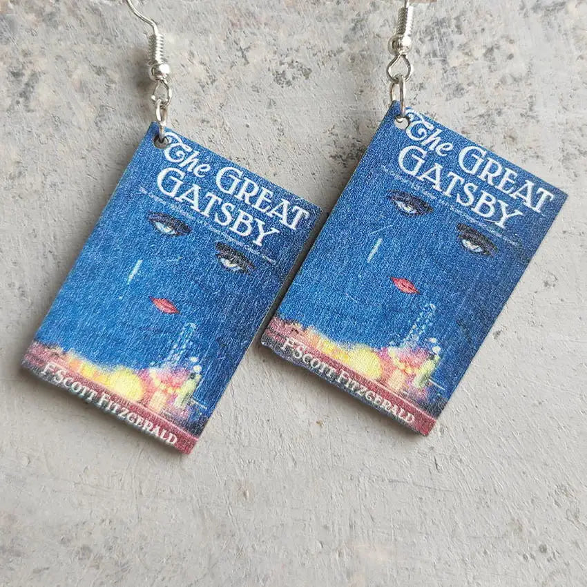 Horror Novel Book Earrings — Wooden Halloween Drop Earrings for Book Lovers & Spooky Style Fans