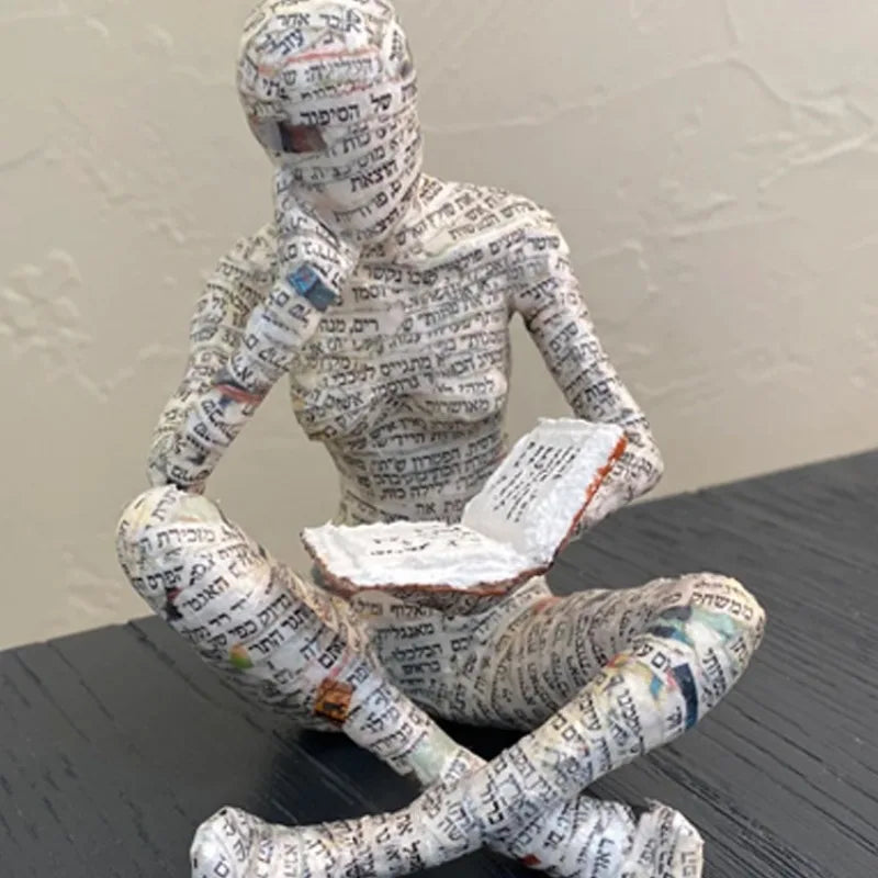 “Paper Muse” Reading Woman Figurines — Bookish Shelf Décor (Resin)